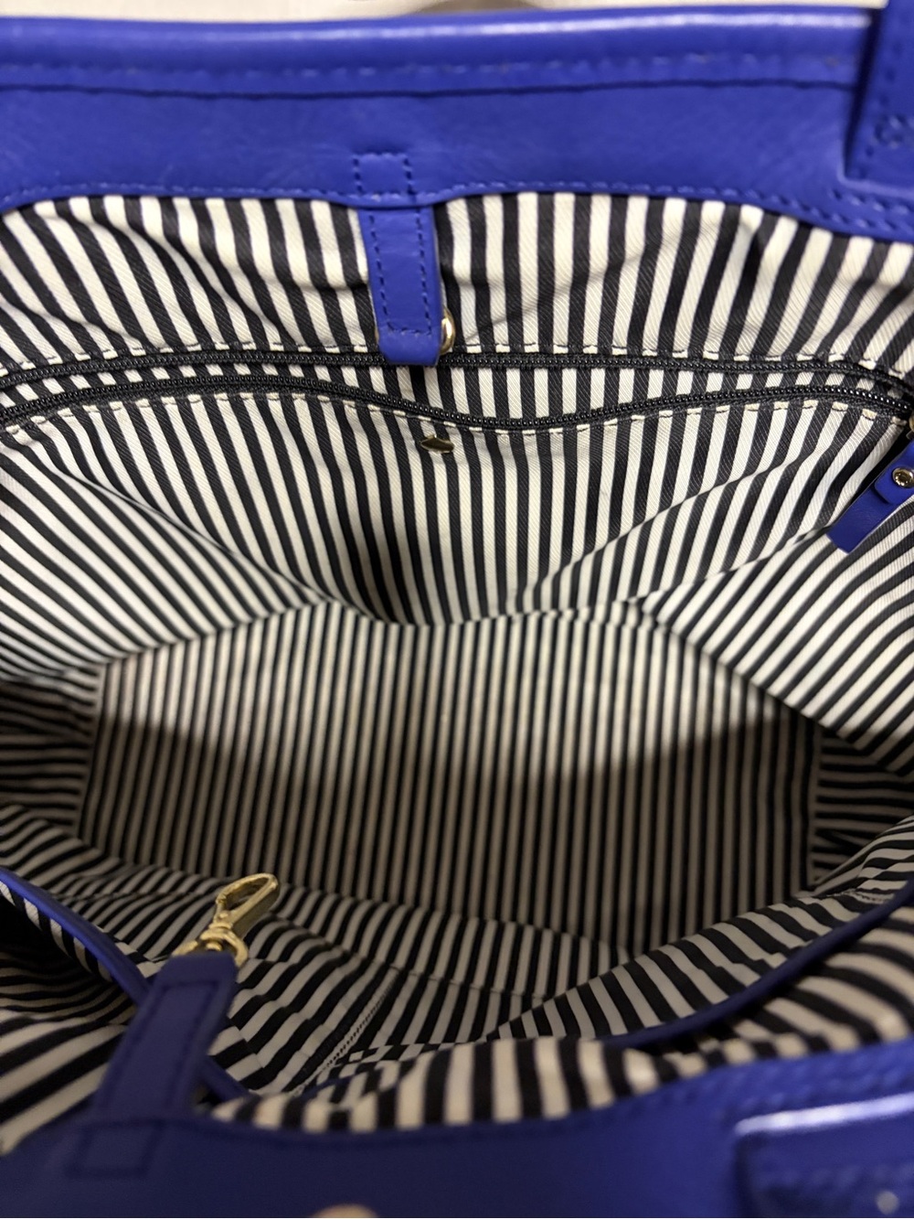 Kate Spade New York Straw Woven Tote Bag Blue Leather Trim Bow Accent - Picture 9 of 13